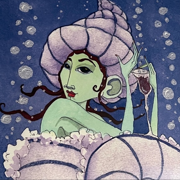 Artisan Signed Framed Bubble Bath Girl in Shell Artwork - Picture 2 of 14